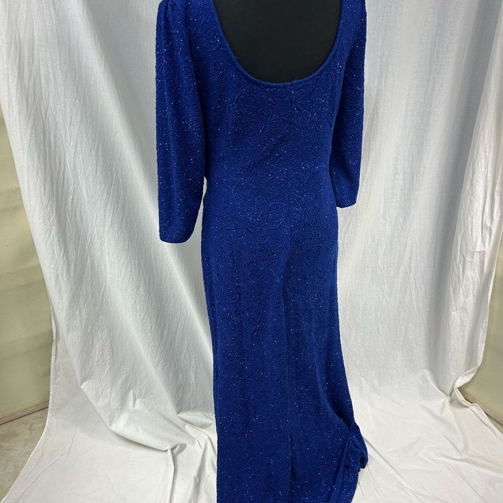 Alex Evenings Blue Ruched Long Sleeve Gown - Picture 2 of 7